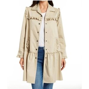 Drew Shelly Ruffle Trench Light Khaki XS